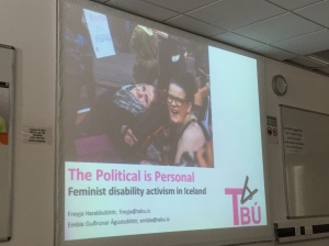 An image of a slide of Tabu, an Icelandic women's organisation.